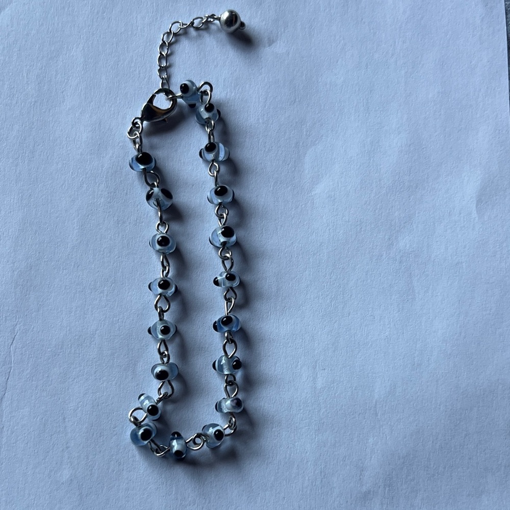 Silver Bracelet with Evil Eye Stones